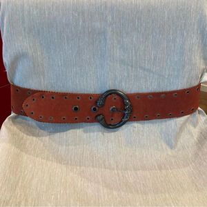 ACCESSORIUM Sz 34/85 Suede  Pumpkin Colourway Made In Canada Belt